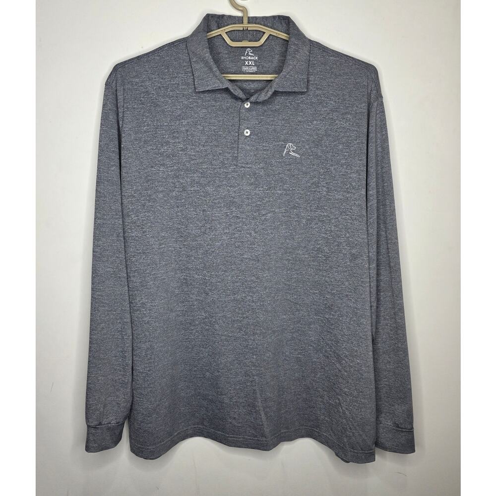 Rhoback grey long sleeve polo shirt - XXL / 2XL
